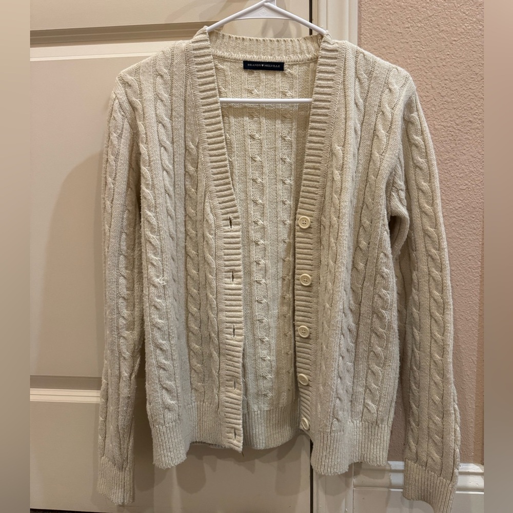 Brandy Melville Beige Cable Knit Cardigan